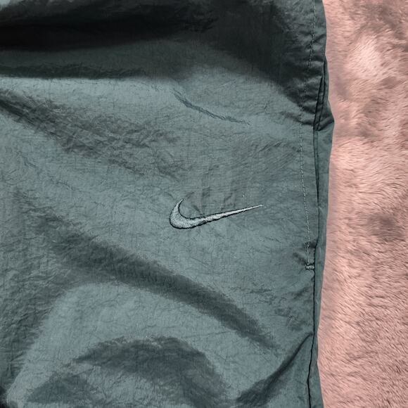 Vintage 1990s Nike Pants Mens XL Green Nylon Windbreaker Trackpants Zip Hem - Picture 2 of 13